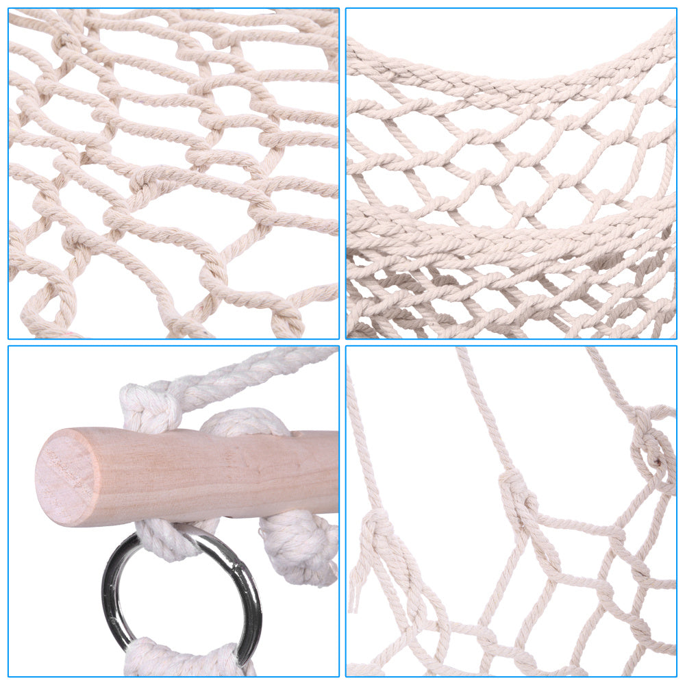 Two Cotton Rope Hanging Chairs In Beige Color