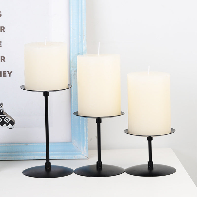 Wrought Iron Metal Black Candlestick