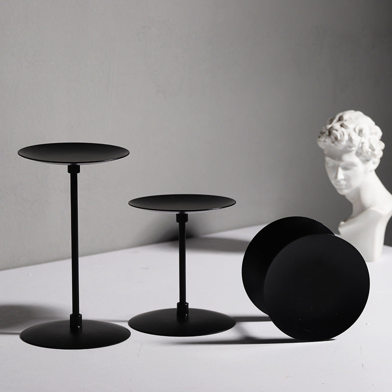Wrought Iron Metal Black Candlestick