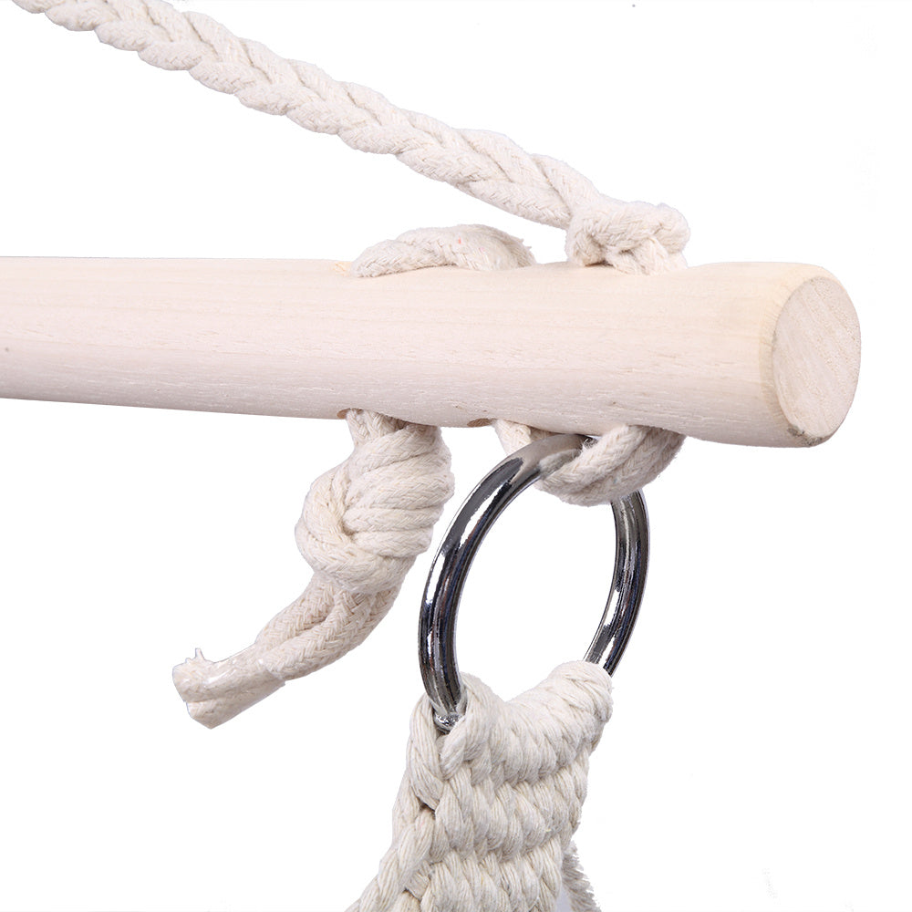 Two Cotton Rope Hanging Chairs In Beige Color