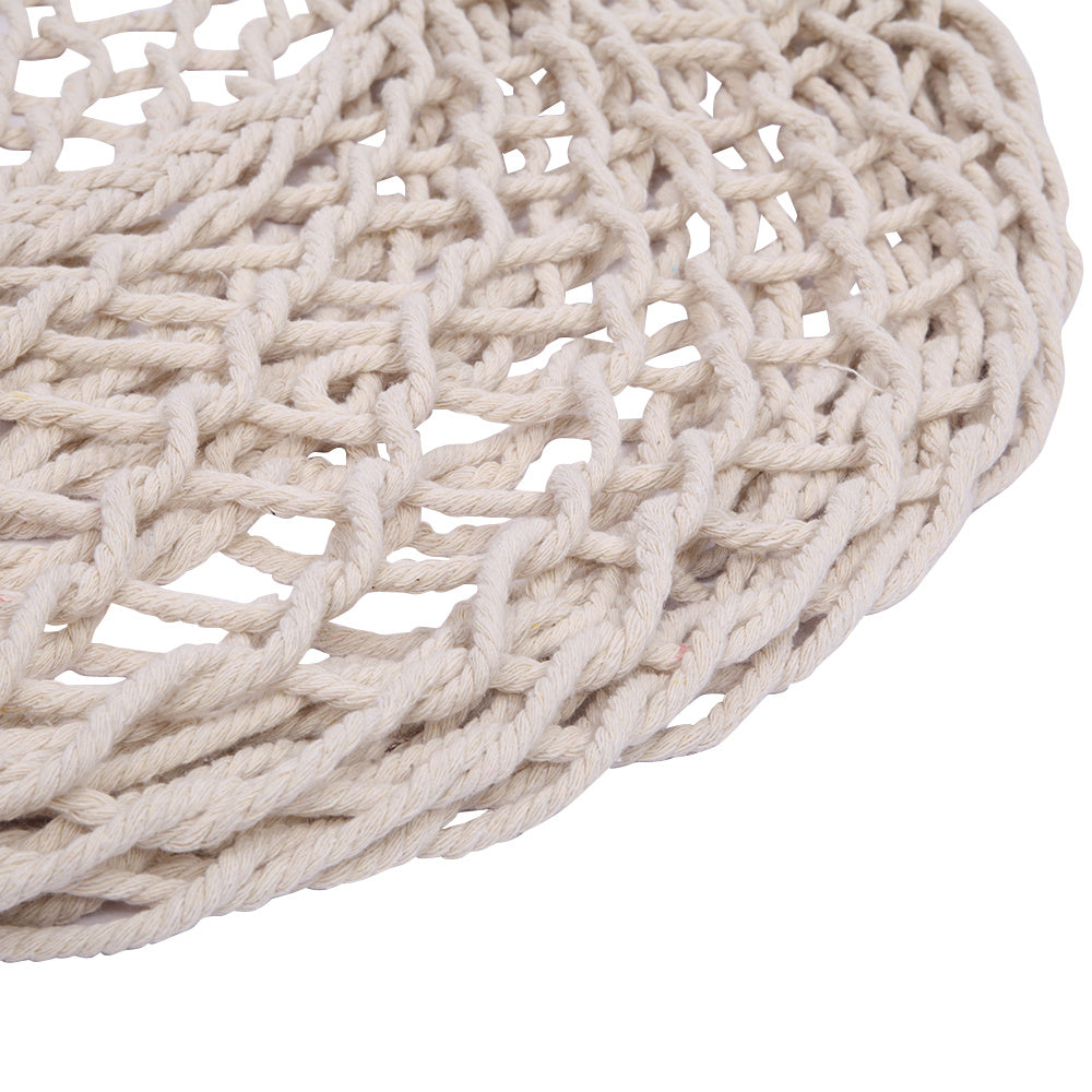 Two Cotton Rope Hanging Chairs In Beige Color
