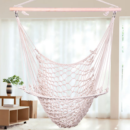 Two Cotton Rope Hanging Chairs In Beige Color