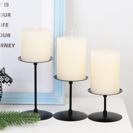Wrought Iron Metal Black Candlestick