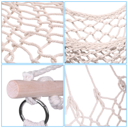 Two Cotton Rope Hanging Chairs In Beige Color