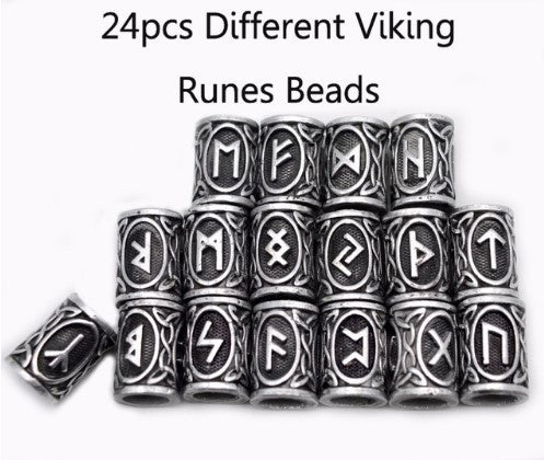 Viking Rune Beard Beads Set Of 24