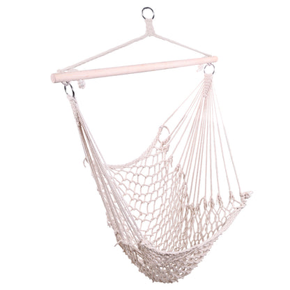 Two Cotton Rope Hanging Chairs In Beige Color